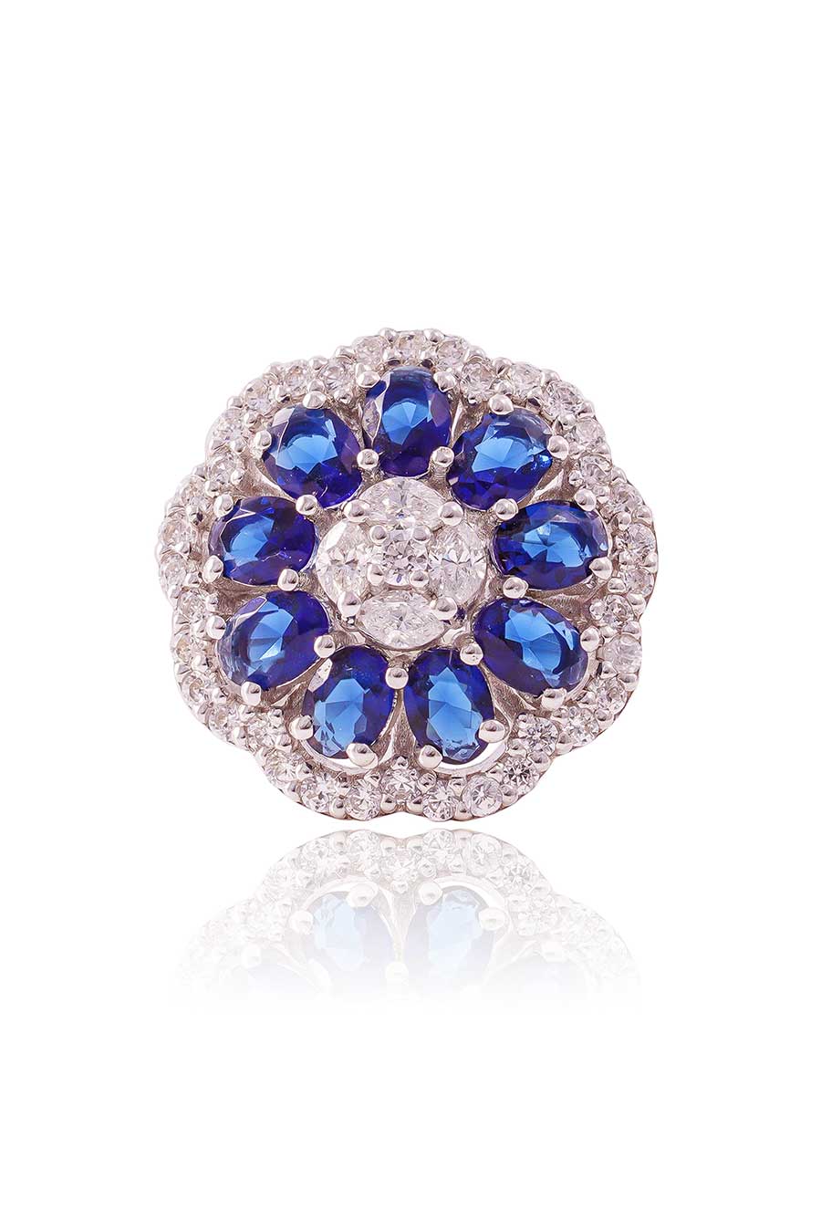 92.5 Sterling Silver Blue Fiorel Ring