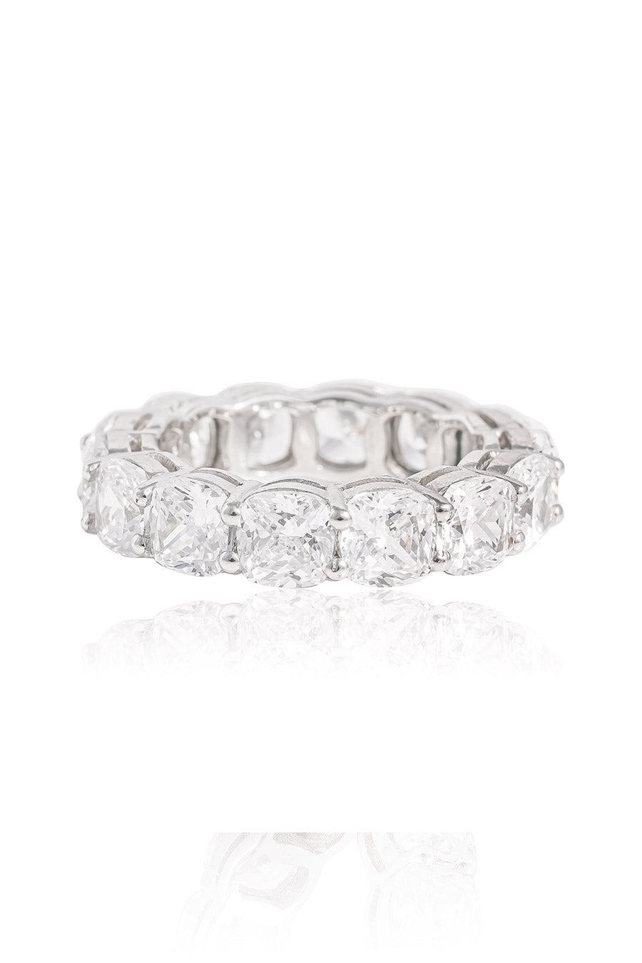 92.5 Sterling Silver Cushion Cut Eternity Ring