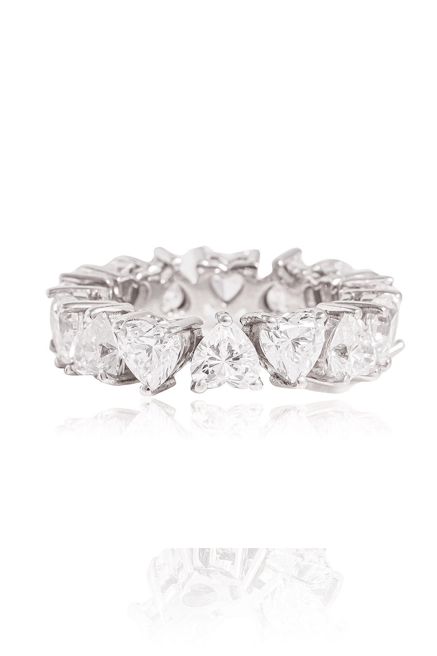 92.5 Sterling Silver Heart Cut Eternity Ring