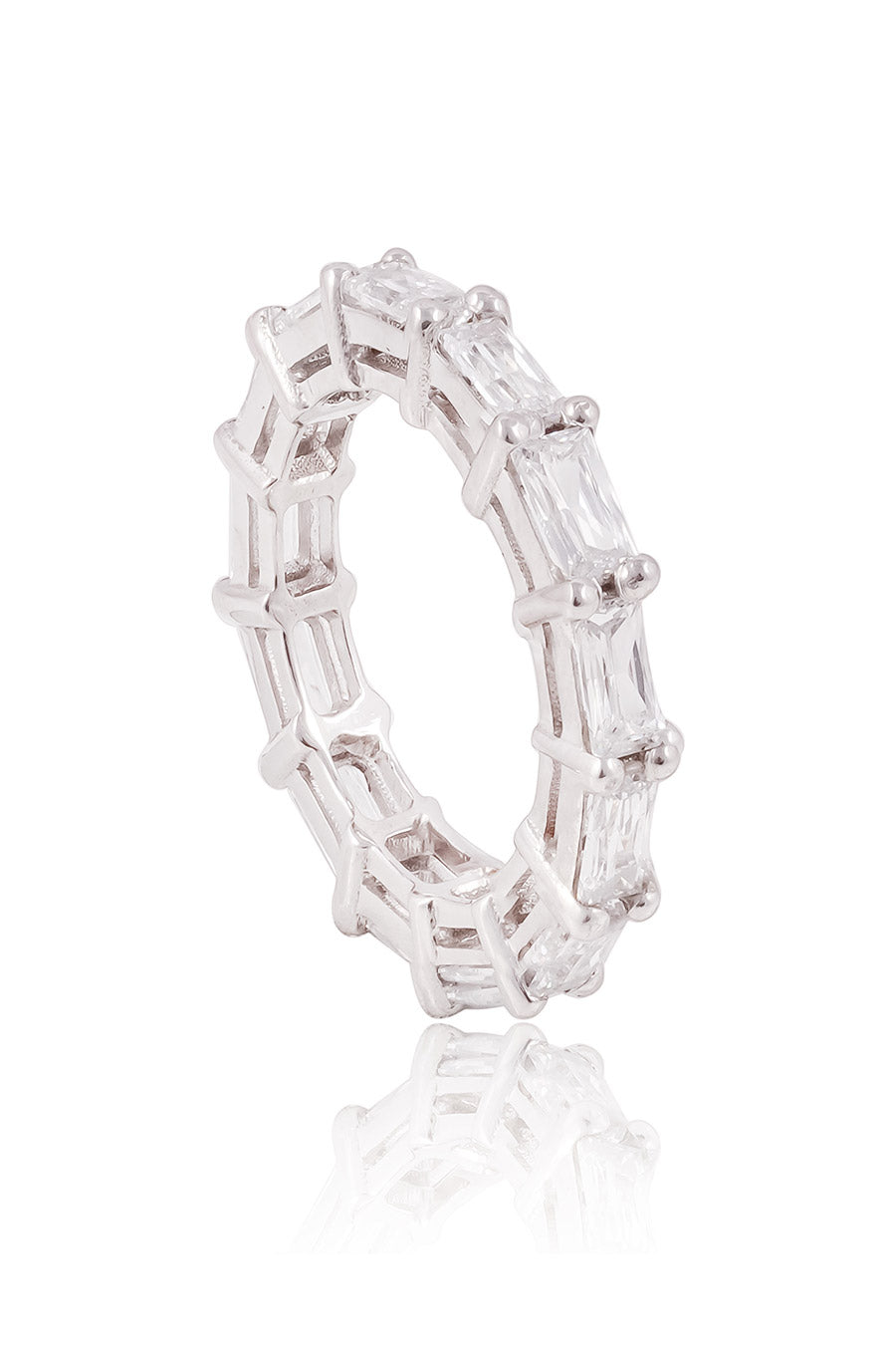 92.5 Sterling Silver Baguette Cut Eternity Ring