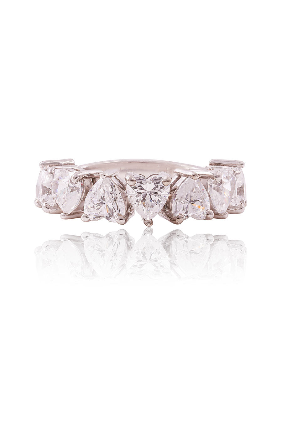 92.5 Sterling Silver Heart Half Eternity Band Ring