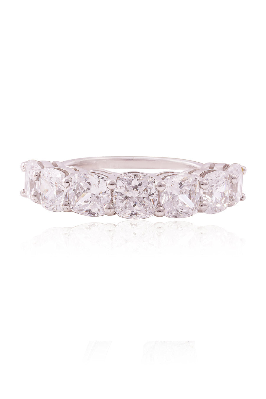 92.5 Sterling Silver Cushion Half Eternity Band Ring
