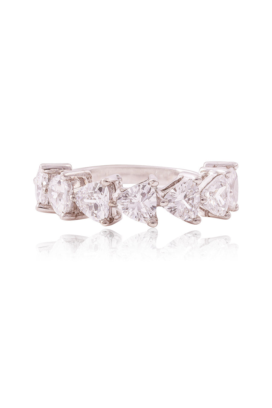 92.5 Sterling Silver Trillion Half Eternity Band Ring