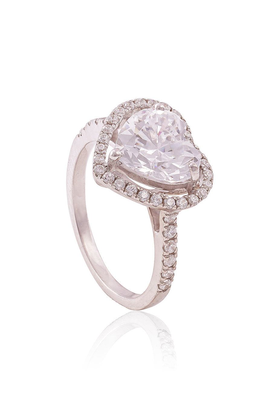 92.5 Sterling Silver Heart Halo Symphony Ring