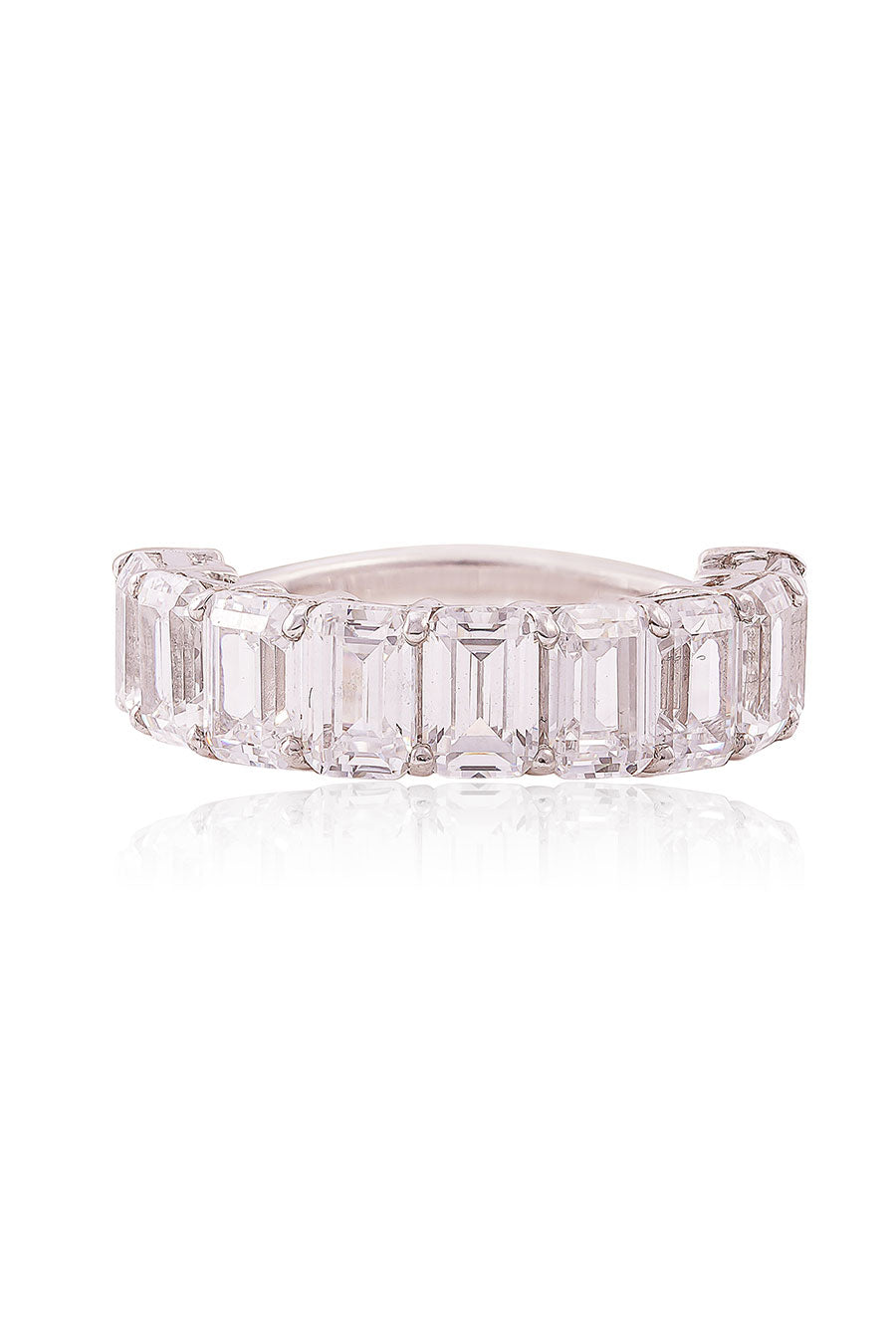 92.5 Sterling Silver Emerald Half Eternity Band Ring