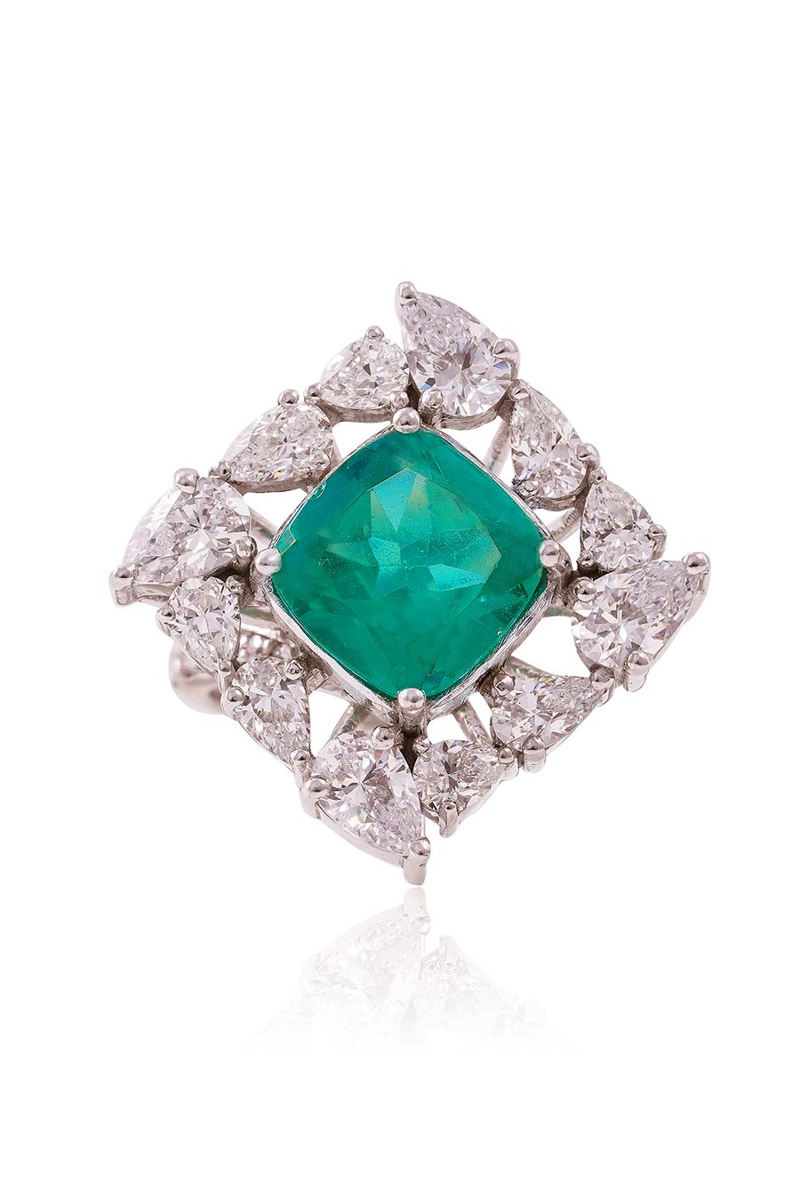 92.5 Sterling Silver Radiant Emerald Revelry Ring