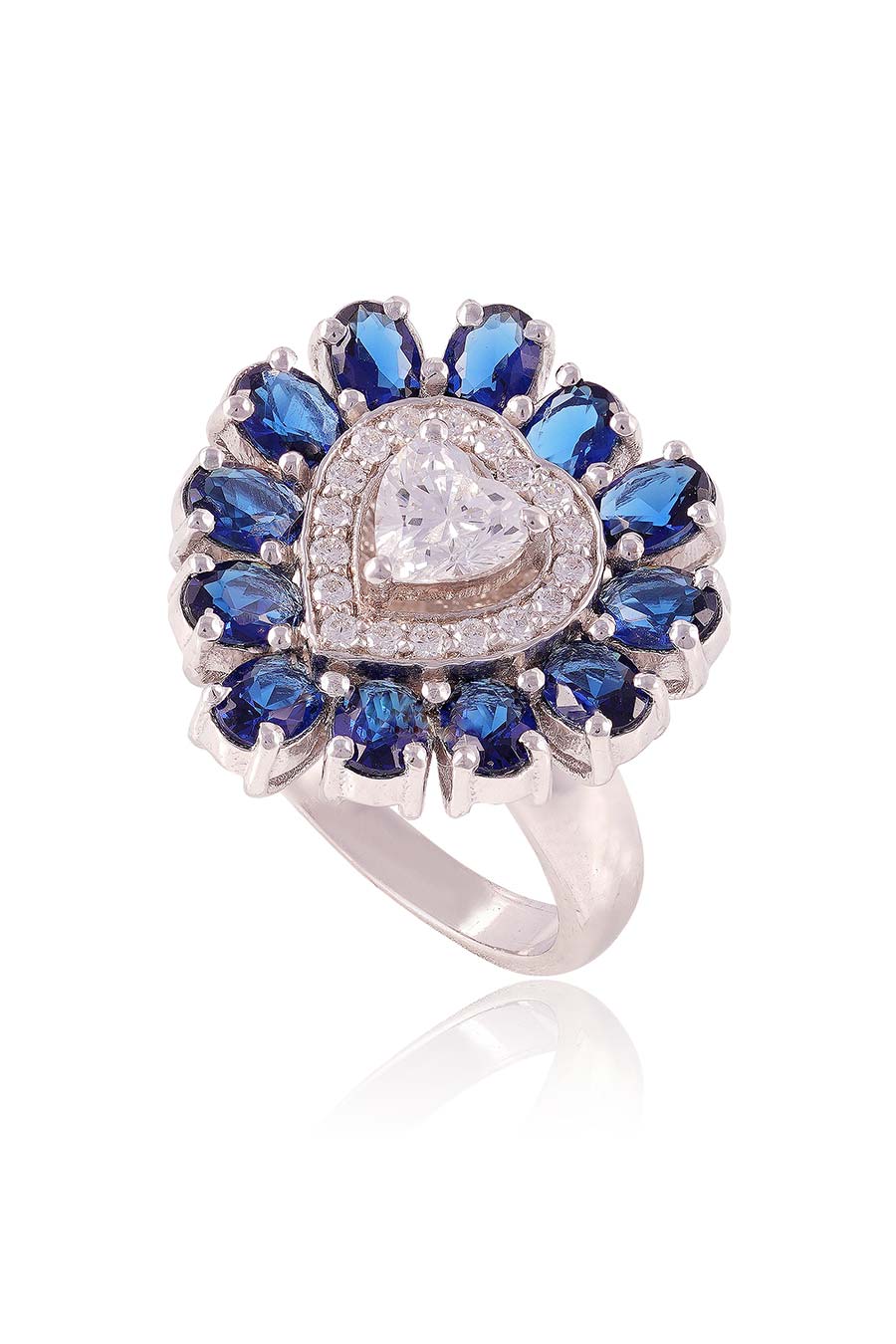 92.5 Sterling Silver Ocean Heart Ring