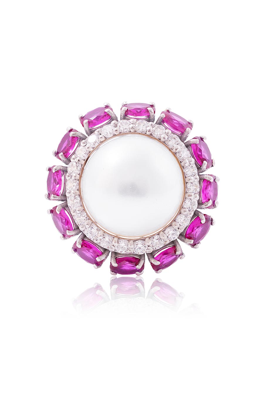 92.5 Sterling Silver Pearl Crown Ring