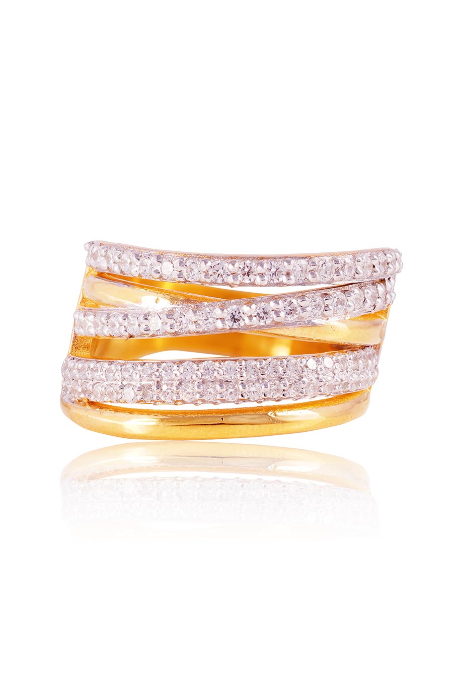 92.5 Sterling Silver Glimmer Crossover Band Ring