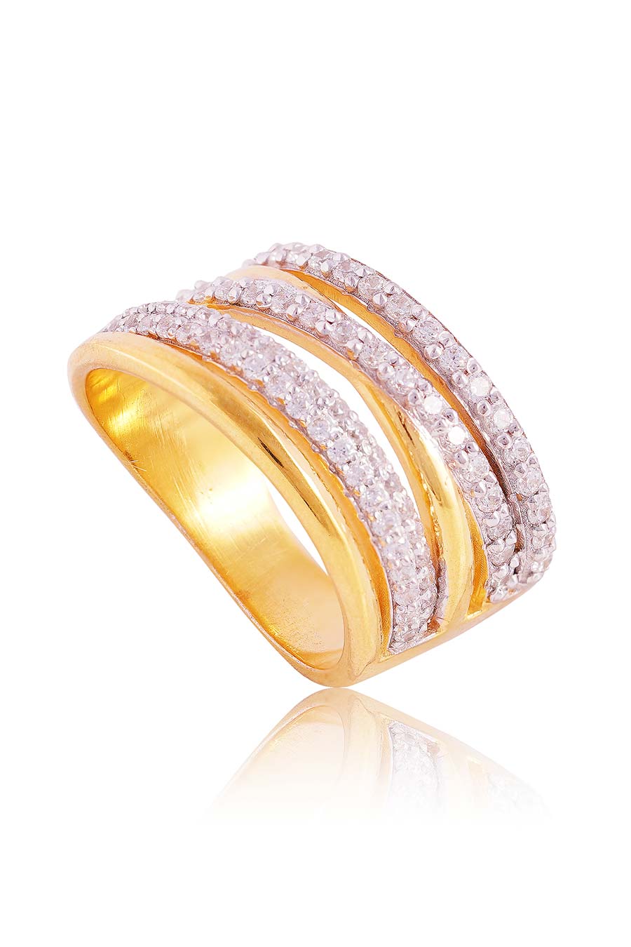 92.5 Sterling Silver Glimmer Crossover Band Ring