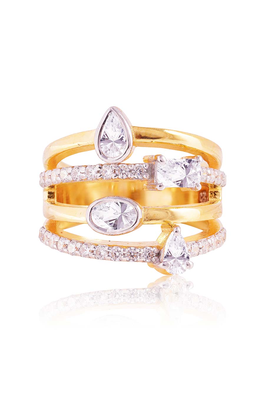 92.5 Sterling Silver Quartet Sparkle Ring