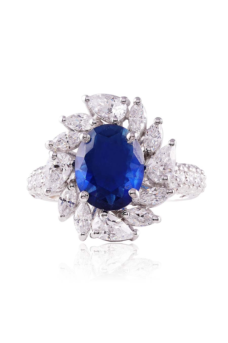 92.5 Sterling Silver Valente Blue Gem Ring