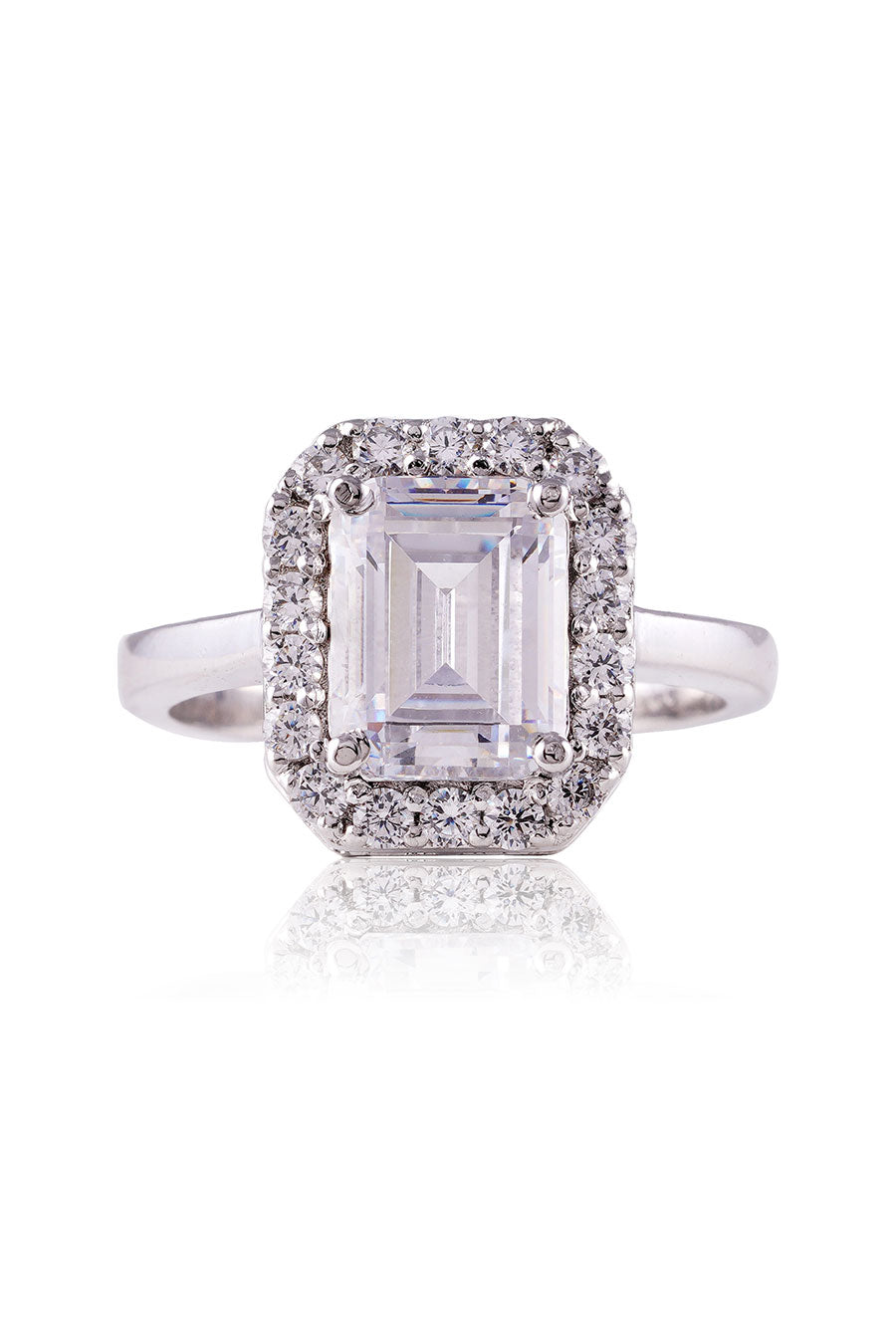 92.5 Sterling Silver Amara Emerald-Cut Solitaire Ring