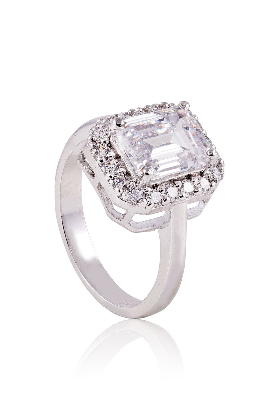92.5 Sterling Silver Amara Emerald-Cut Solitaire Ring
