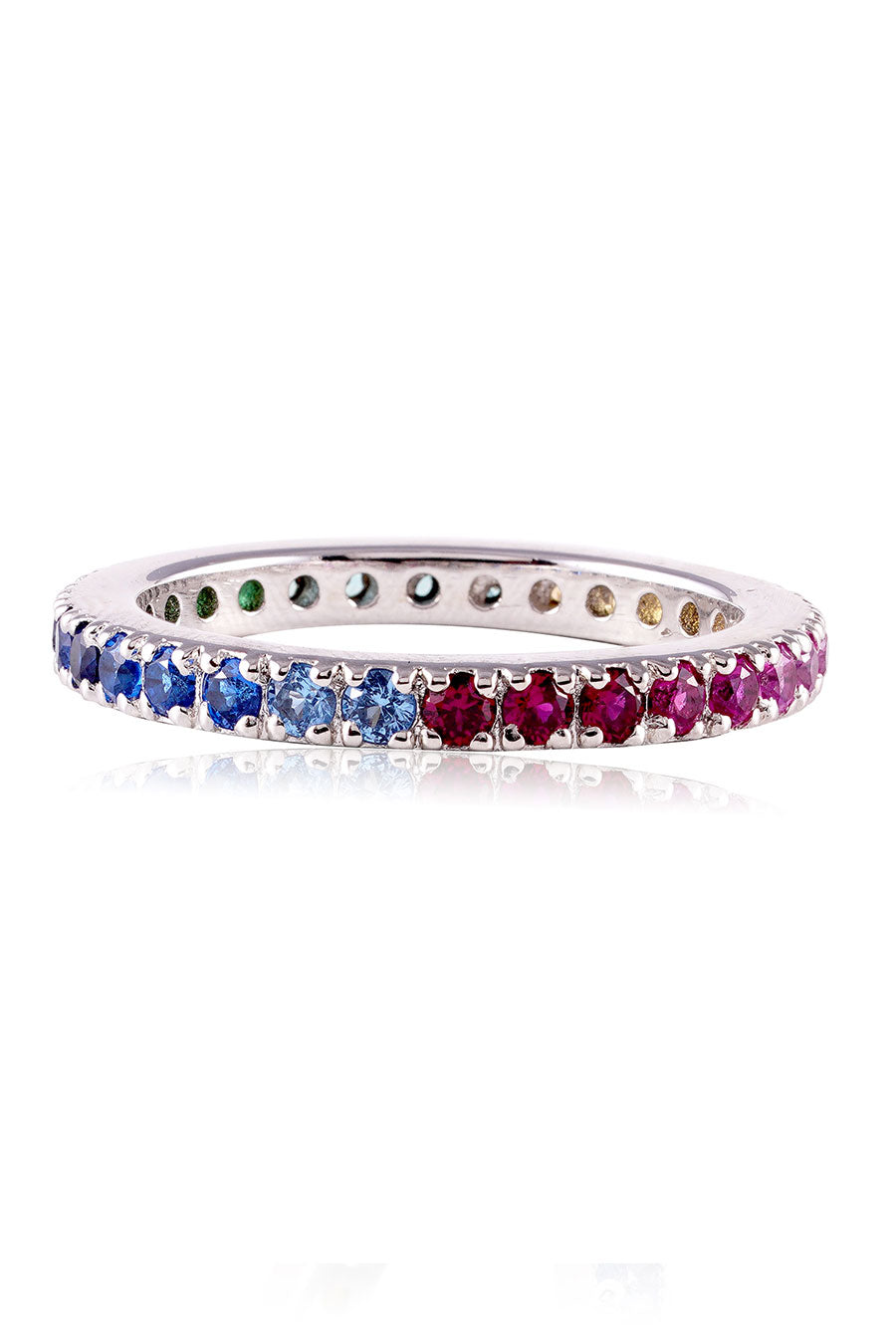 92.5 Sterling Silver Rainbow Multicolour Ring