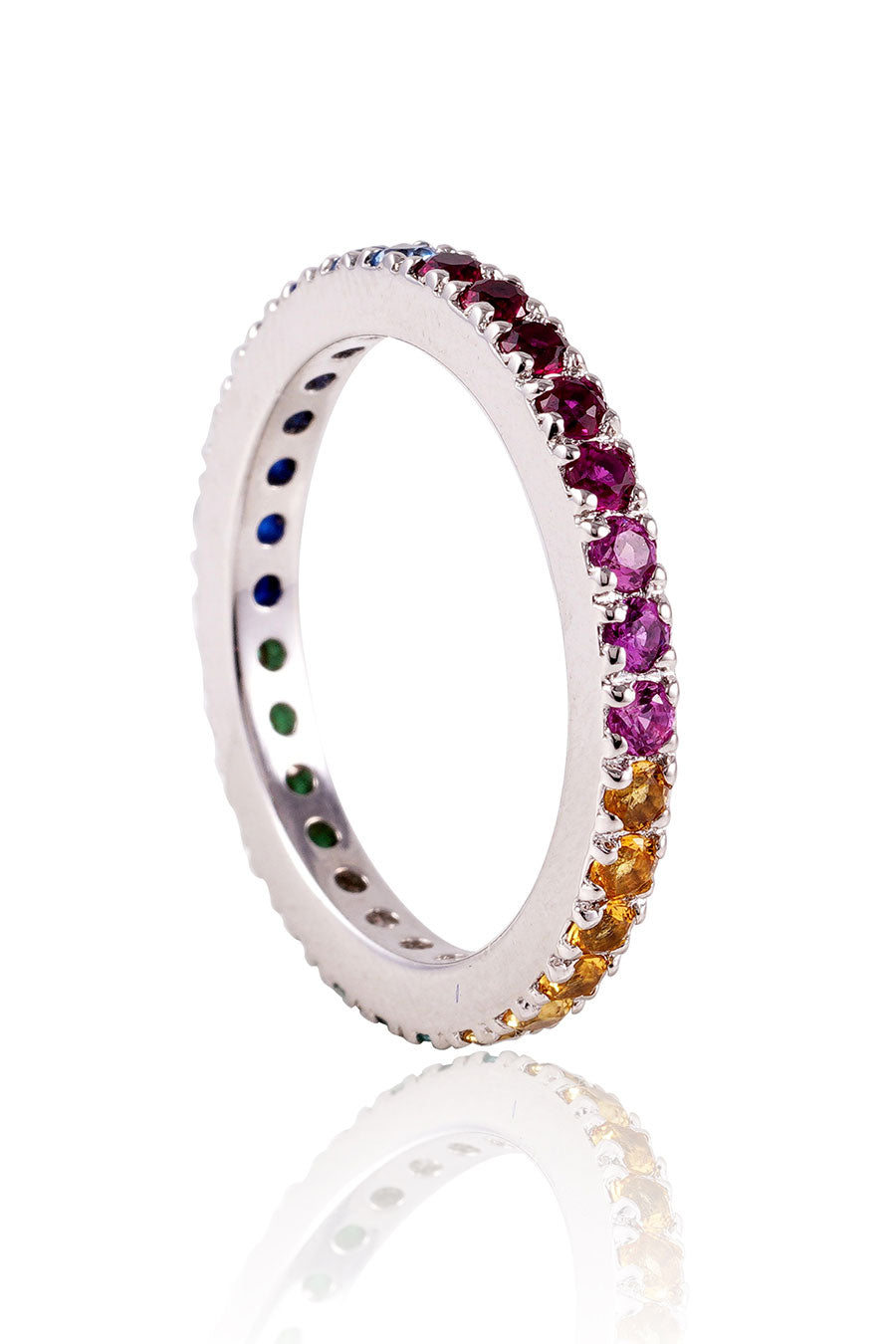 92.5 Sterling Silver Rainbow Multicolour Ring