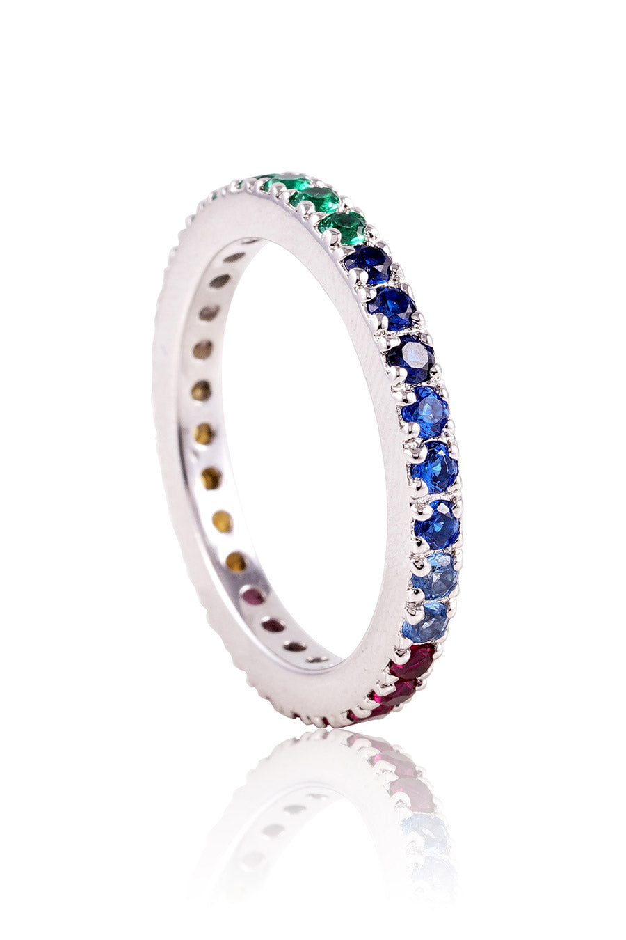 92.5 Sterling Silver Rainbow Multicolour Ring