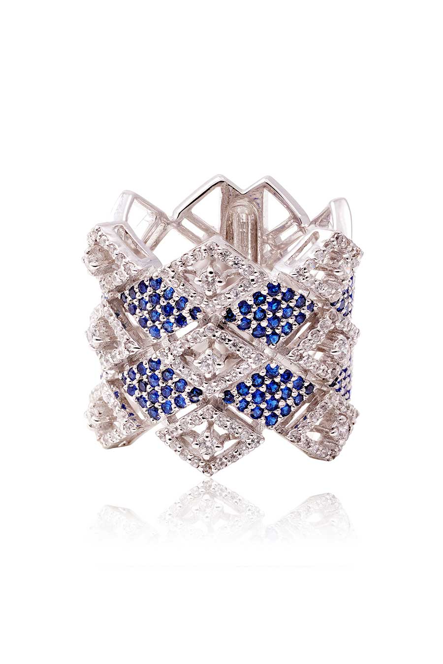92.5 Sterling Silver Obsidian Blue Ring