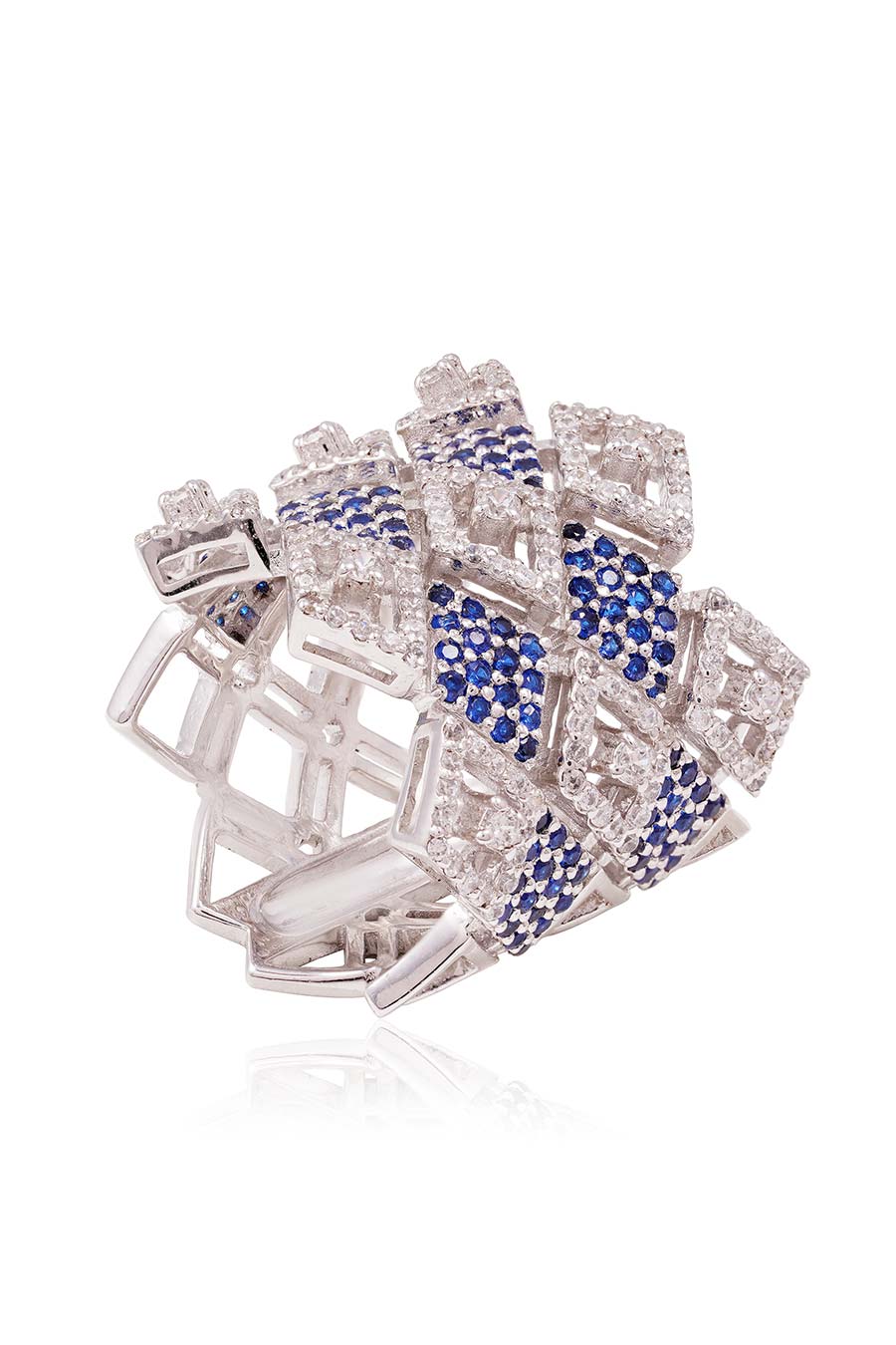 92.5 Sterling Silver Obsidian Blue Ring
