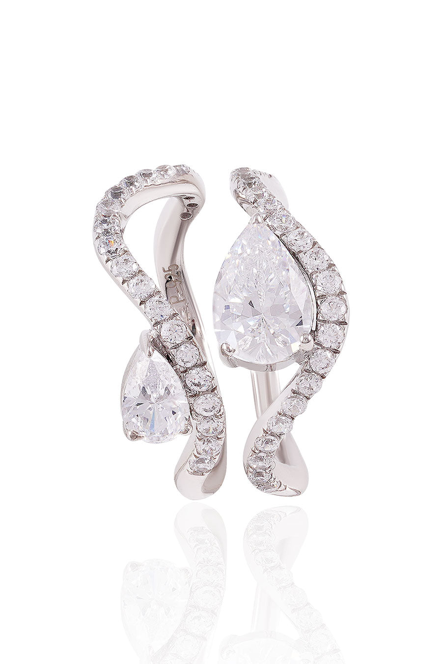 92.5 Sterling Silver Dual Pear Solitaire Ring