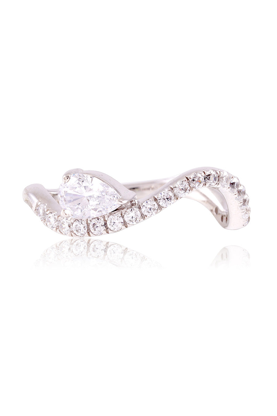 92.5 Sterling Silver Dual Pear Solitaire Ring