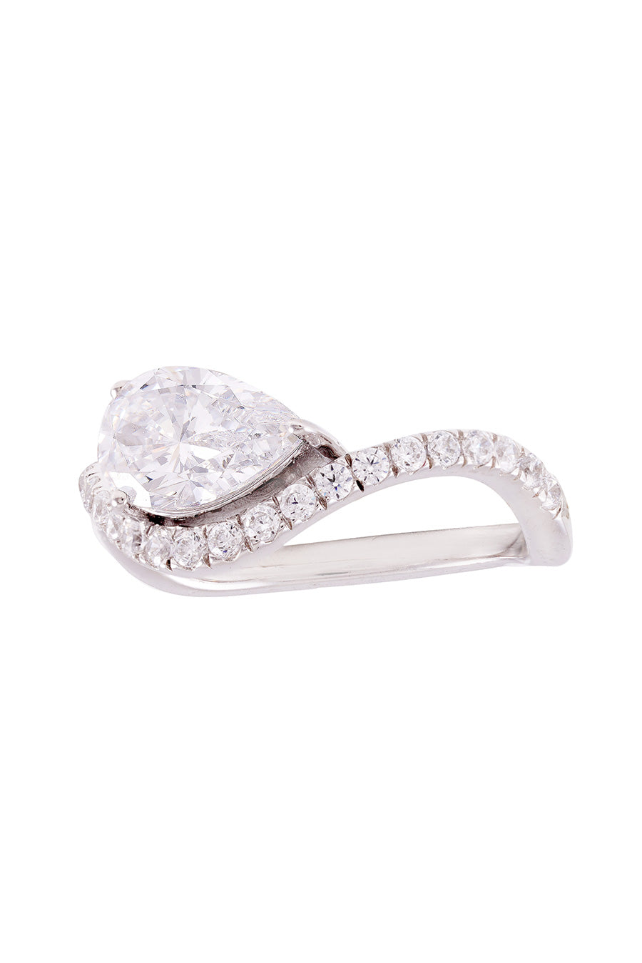 92.5 Sterling Silver Dual Pear Solitaire Ring