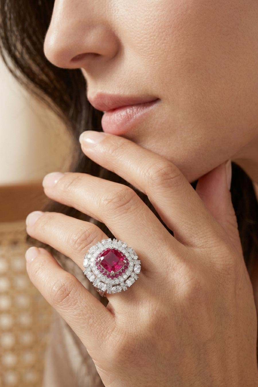 92.5 Sterling Silver Dynasty Cushion Ring