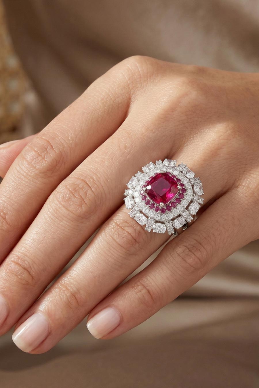 92.5 Sterling Silver Dynasty Cushion Ring