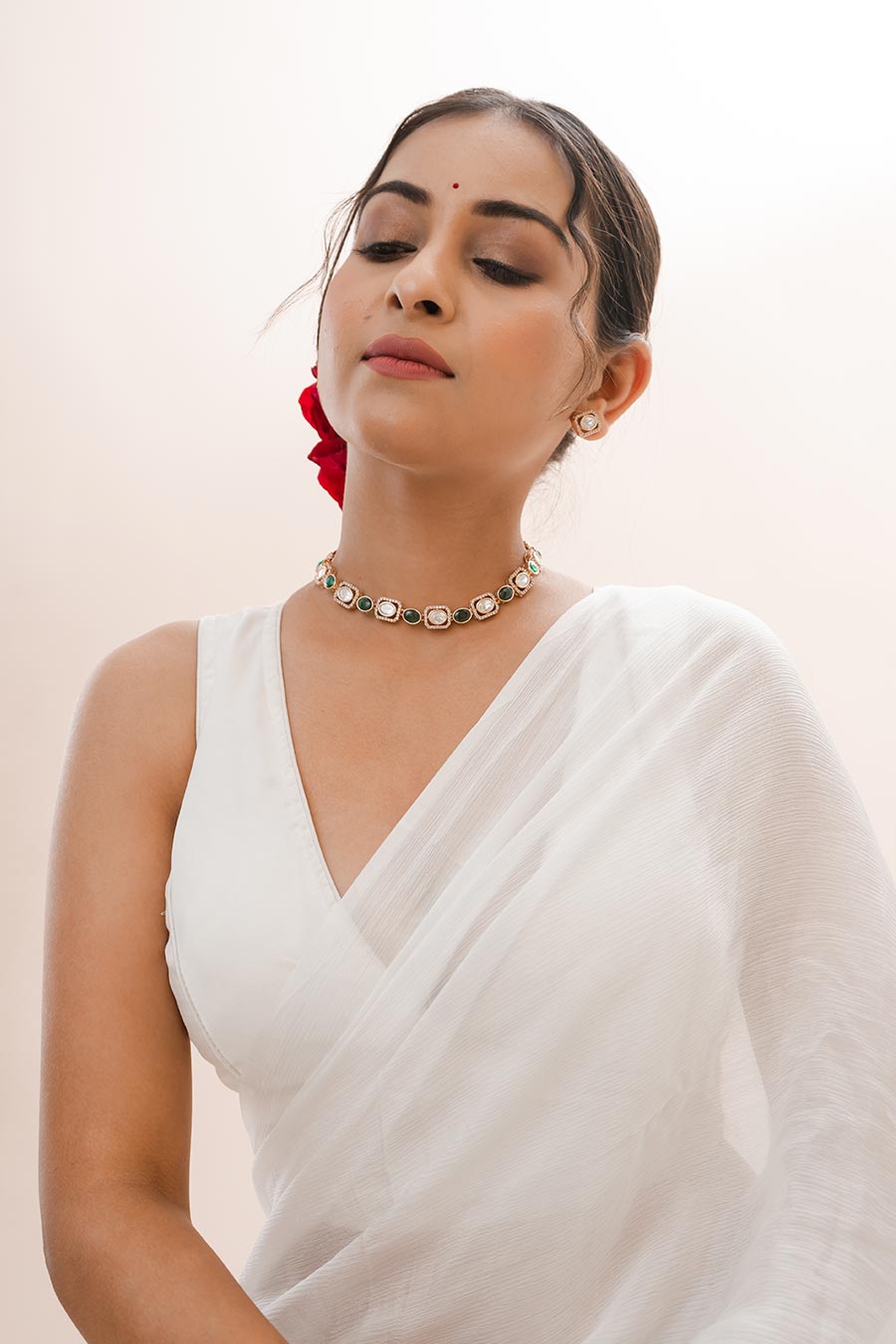 Glint Green Polki Necklace Set
