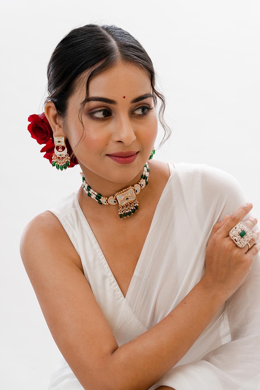 Green & Gold Keira Choker Necklace Set