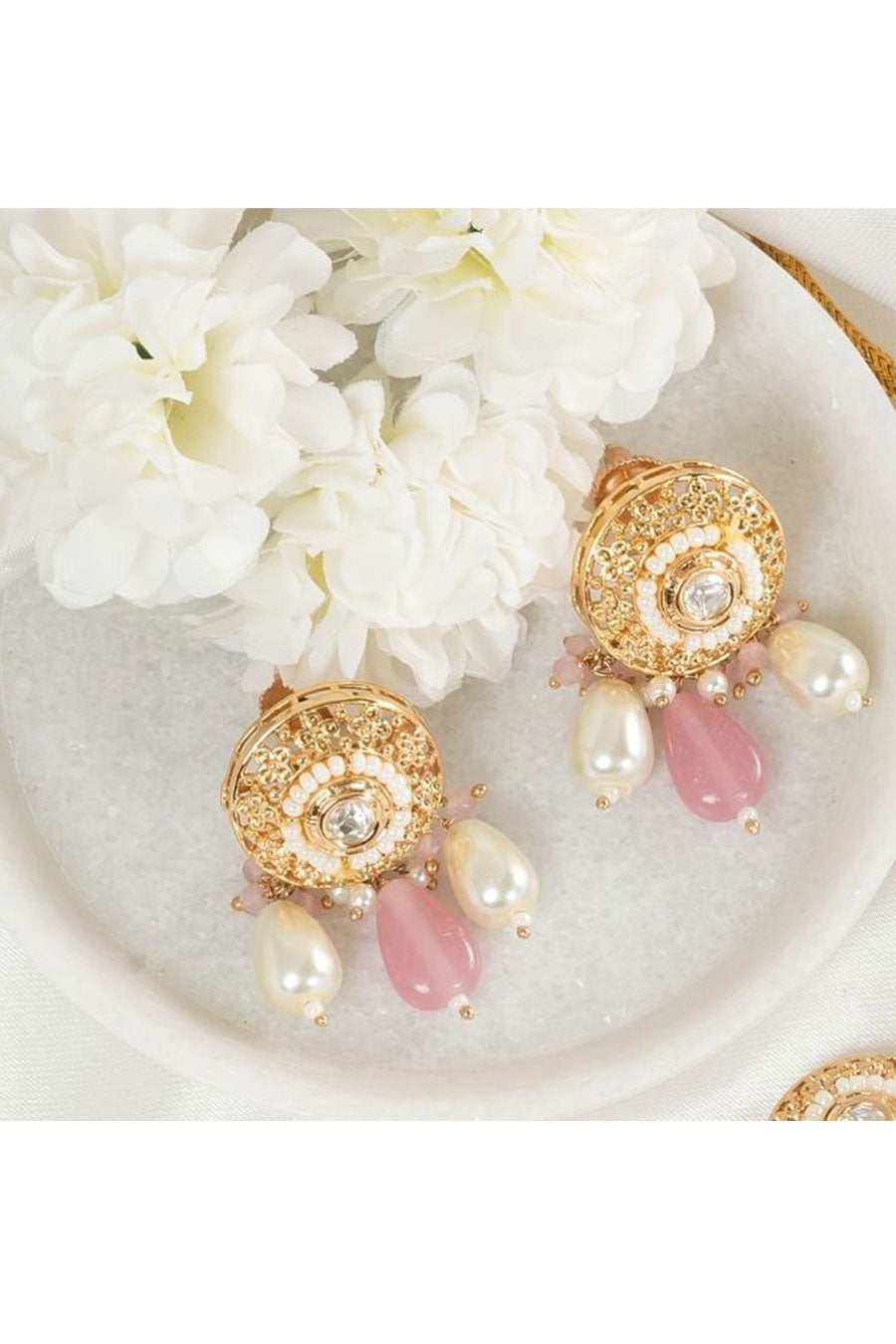 Pink Mahrok Polki Necklace Set