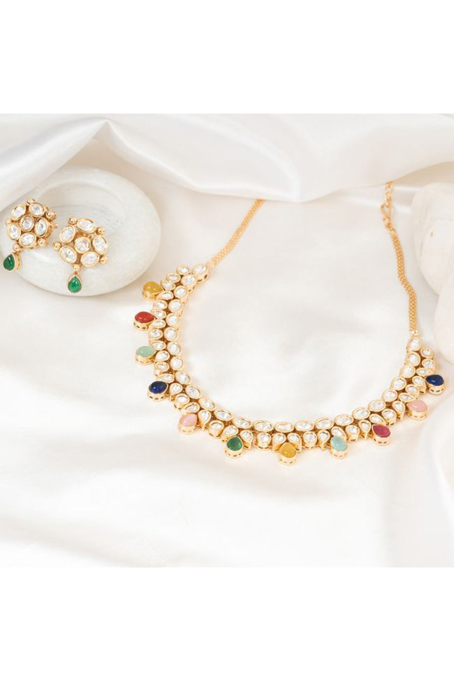 Multicolour Rangeela Kundan Necklace Set