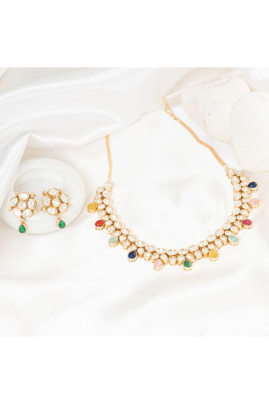 Multicolour Rangeela Kundan Necklace Set