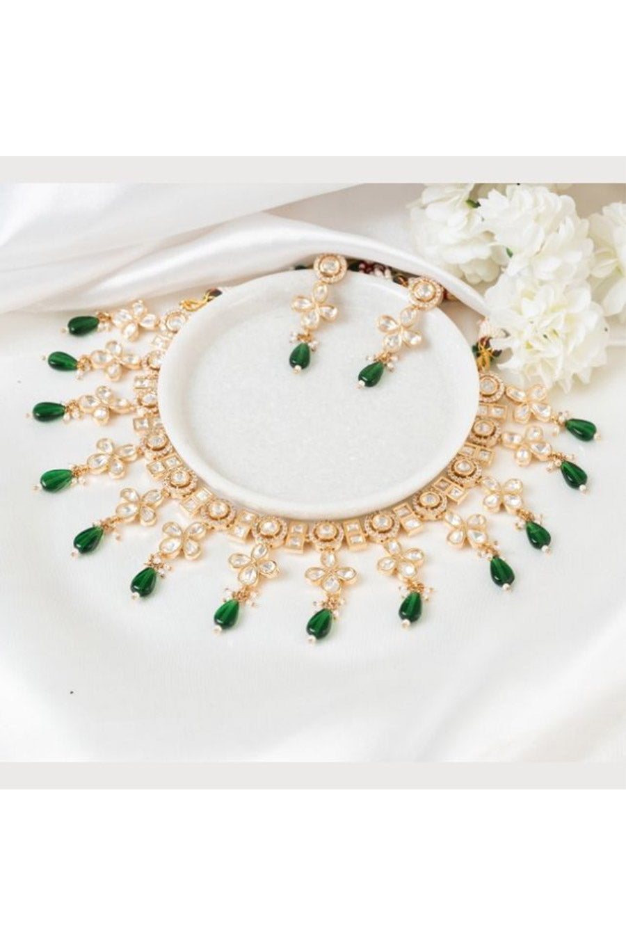 Green Evana Polki Necklace Set