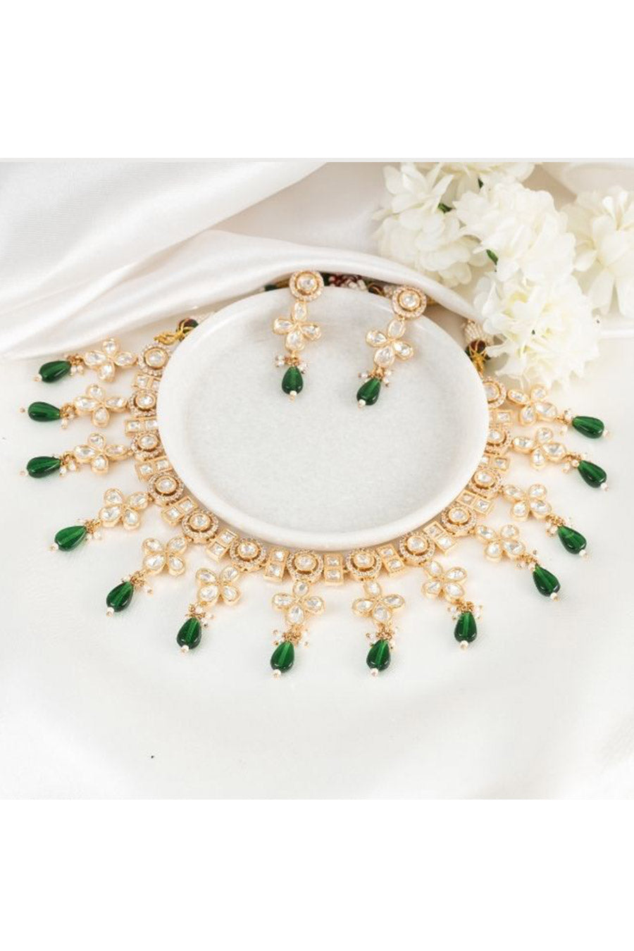 Green Evana Polki Necklace Set