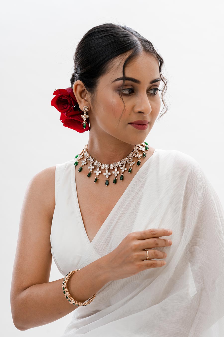 Green Evana Polki Necklace Set