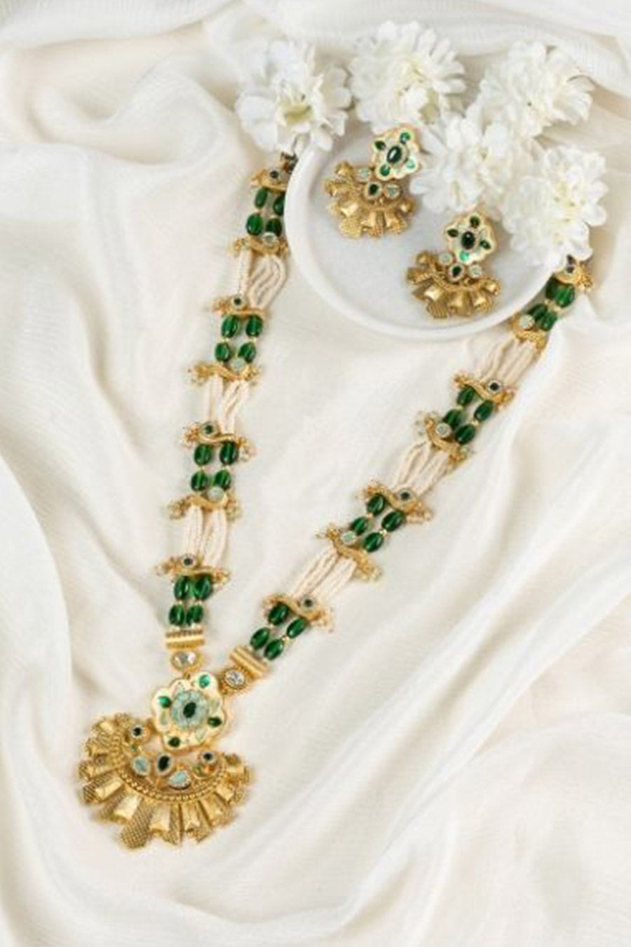 Green & White Keira Necklace Set