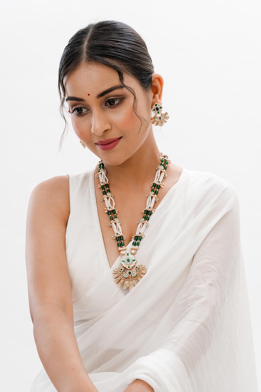 Green & White Keira Necklace Set