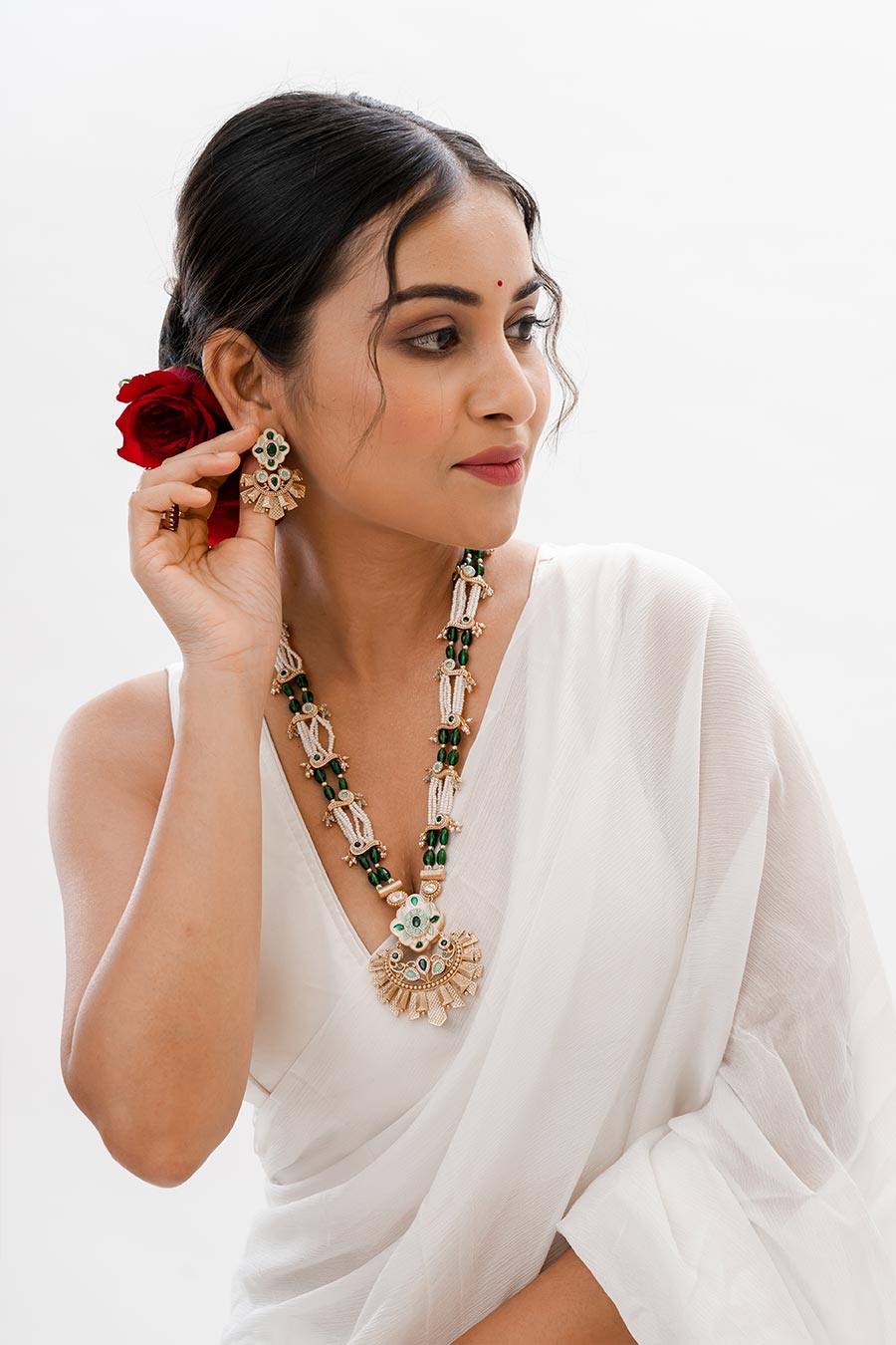 Green & White Keira Necklace Set