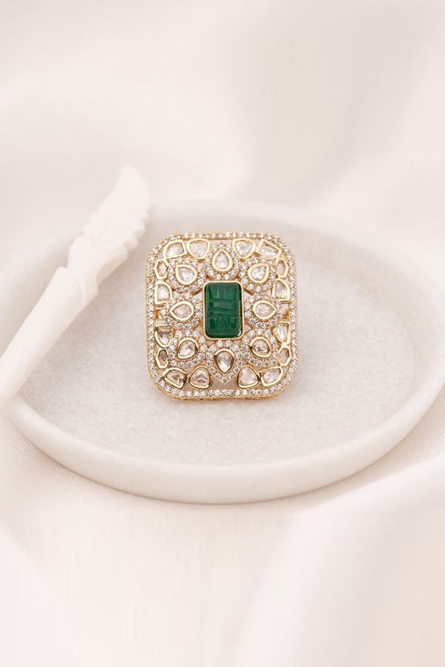 Green Ritvi Polki Ring