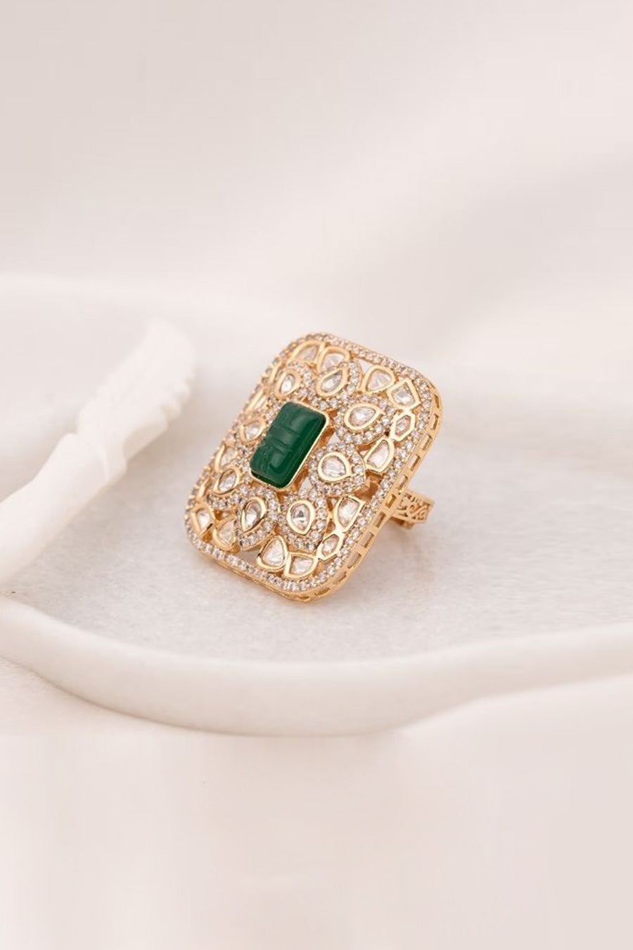 Green Ritvi Polki Ring