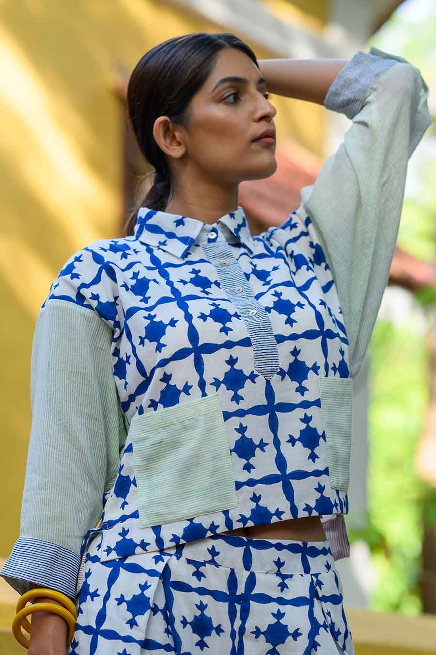 White Aurora Handblock Printed Top
