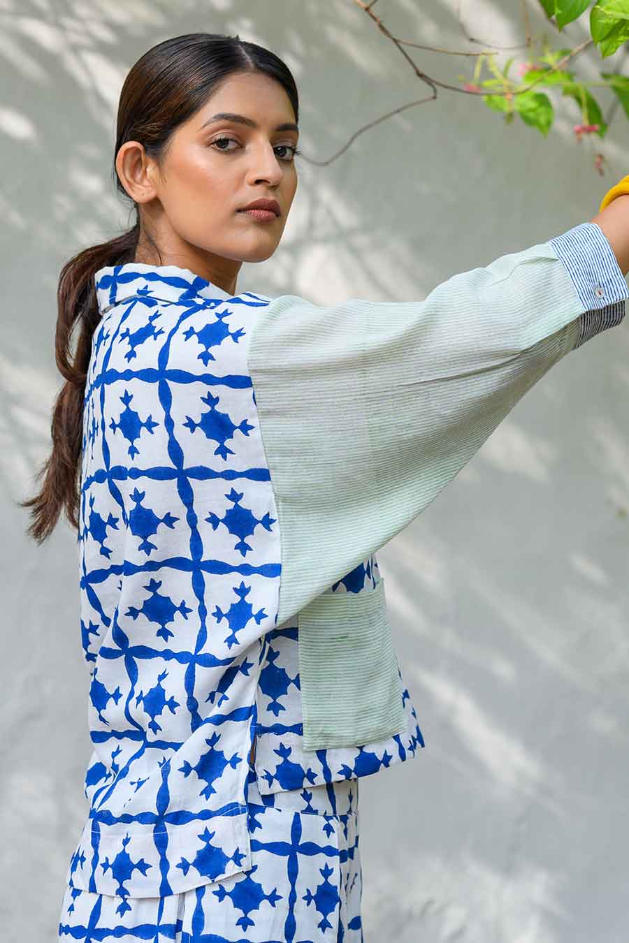 White Aurora Handblock Printed Top