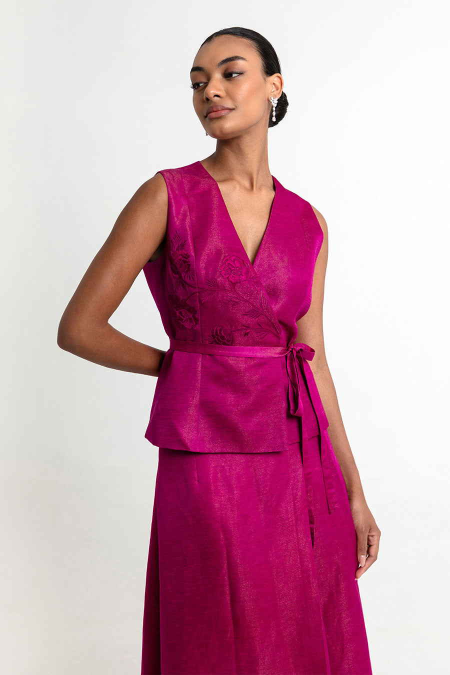 Rosalina Dark Fuchsia Waistcoat Co-Ord Set