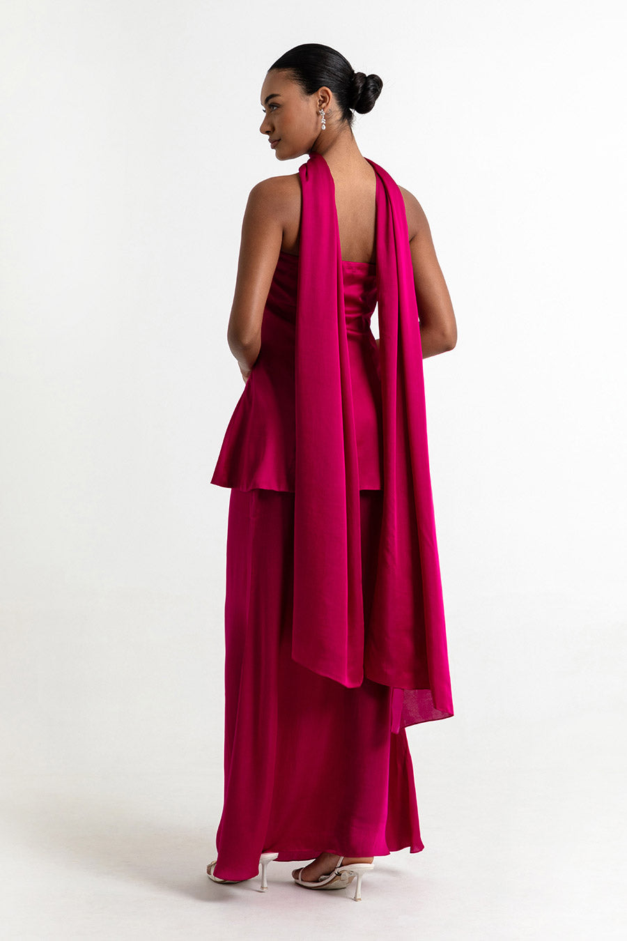 Adaline Dark Fuchsia Co-Ord Set With Scarf