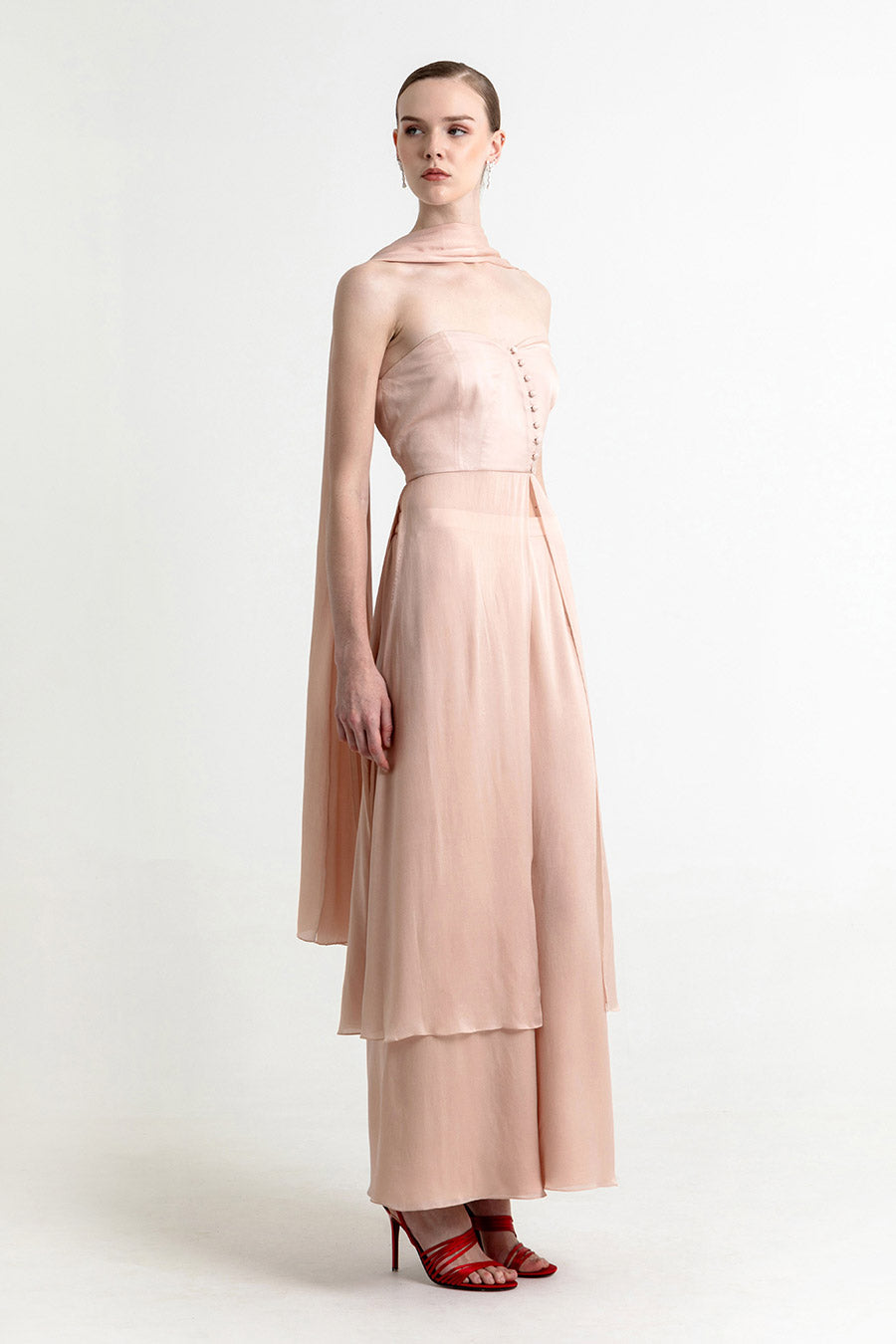 Charlotte Dusty Peach Co-Ord Set With Scarf