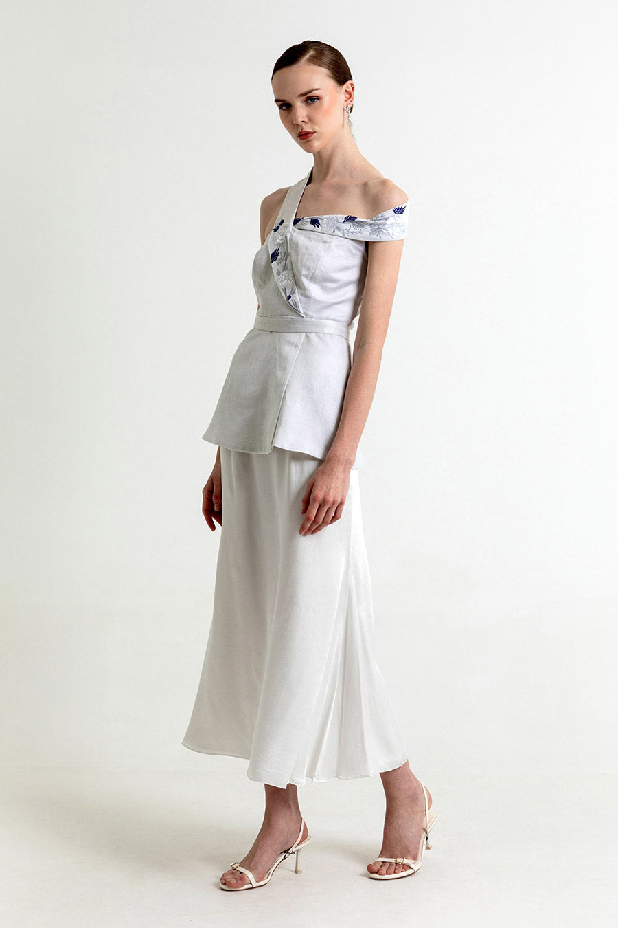 Helena Mist Silver Embroidered Co-Ord Set