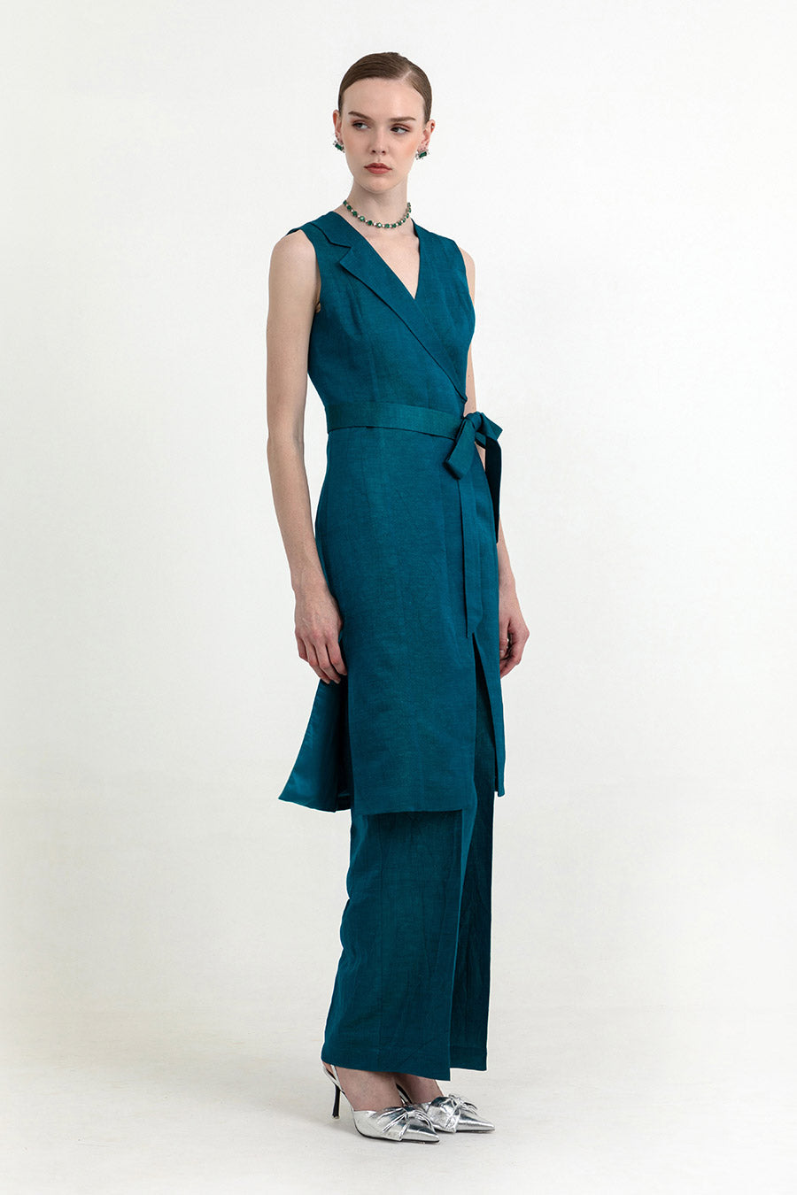 Este Crystal Teal Co-Ord Set With Belt