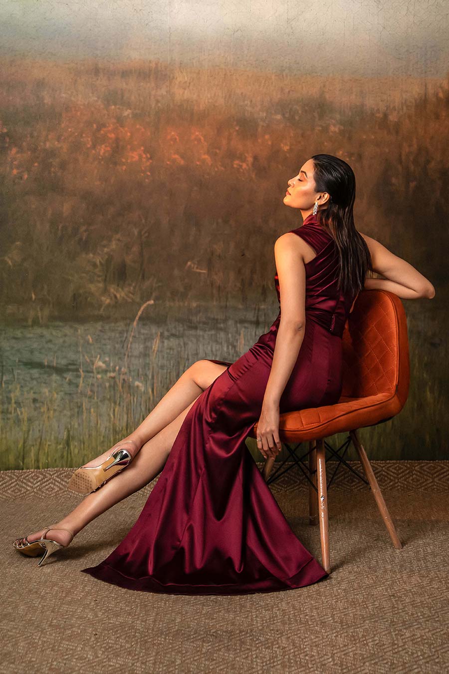 Dione Rosewood Maroon Gown Dress
