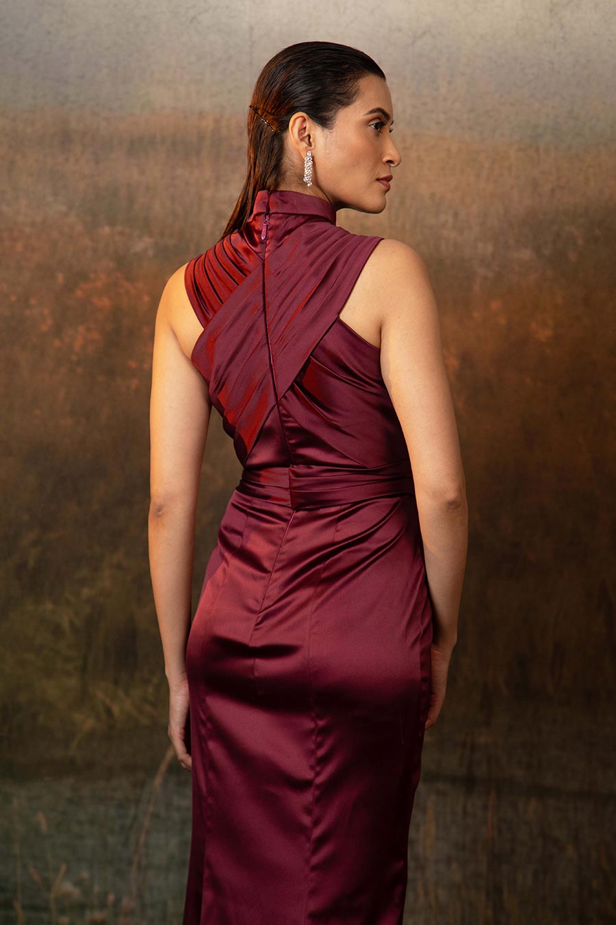 Dione Rosewood Maroon Gown Dress